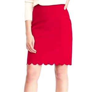 Banana Republic Red Scalloped Pencil Skirt 4